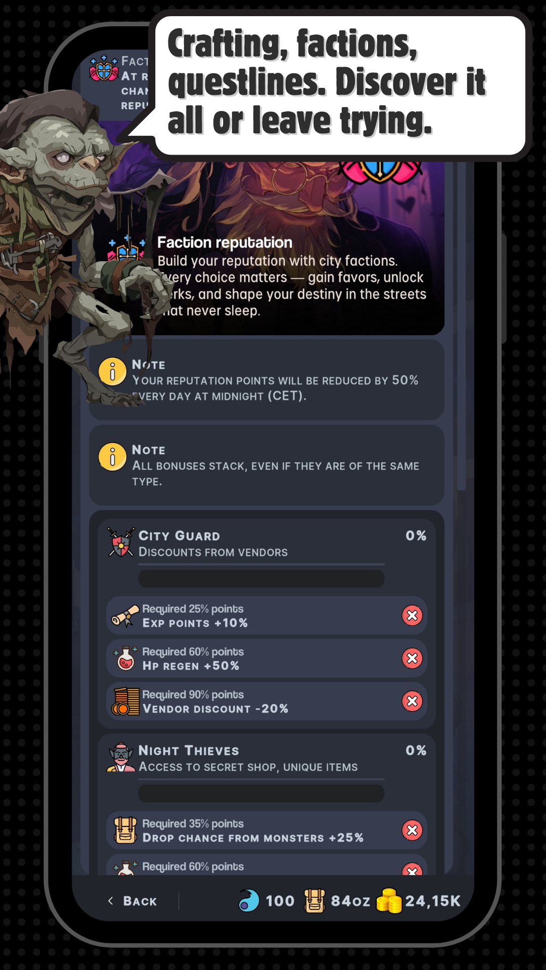 Tidle Factions - Reputation system